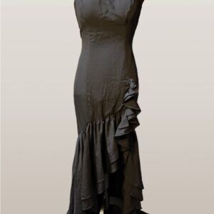 Black High Low Halter Cocktail Dress